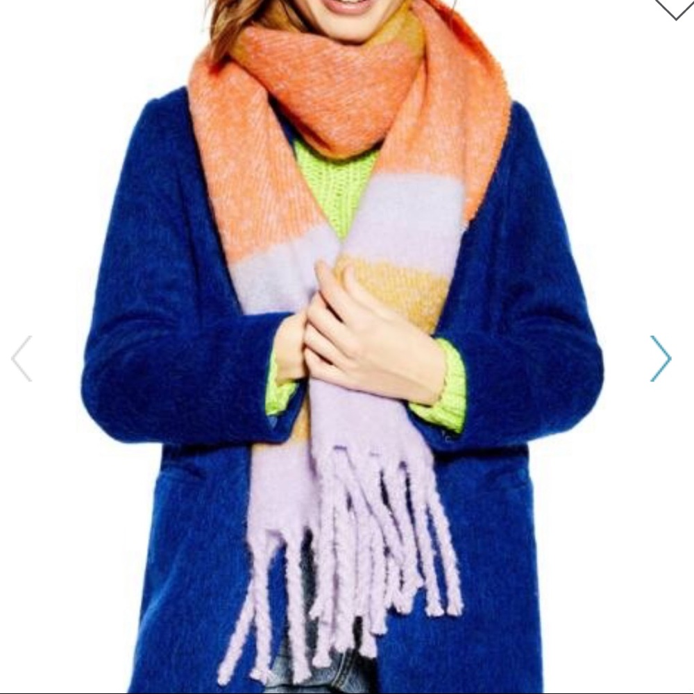 Heavy Knit Striped Fringe Scarf XL